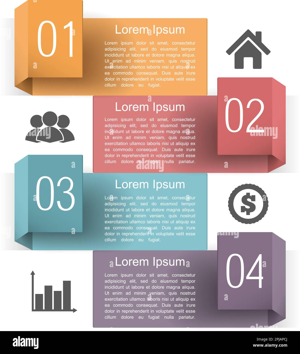 Infographics design template with four origami banners with place for ...