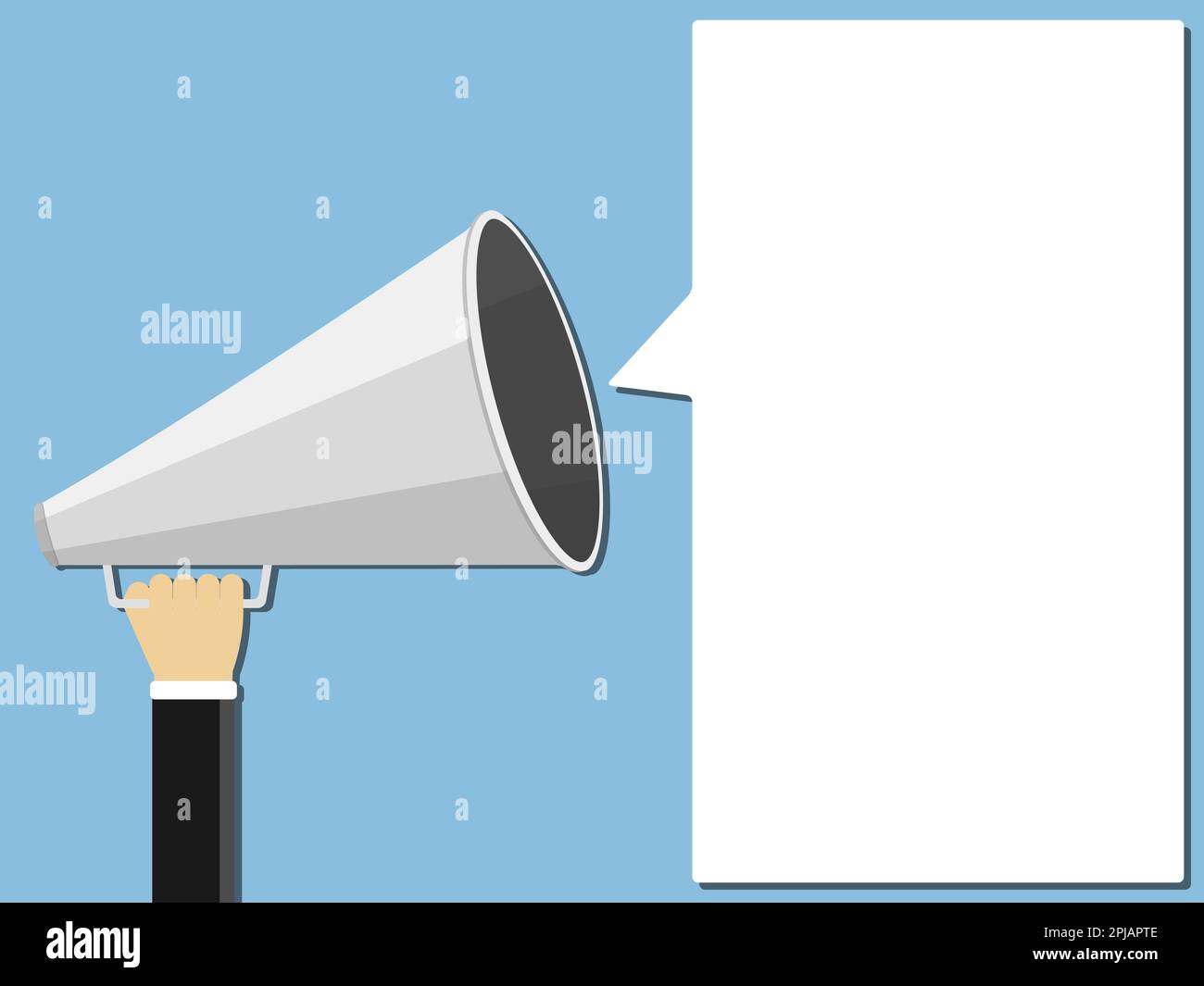 Hand holding megaphone and place for your text shaped as speech bubble ...