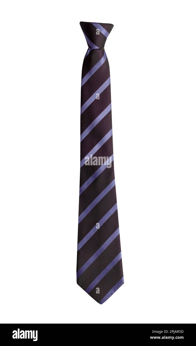 Purple Tie with Stripes Cut Out White. Stock Photo