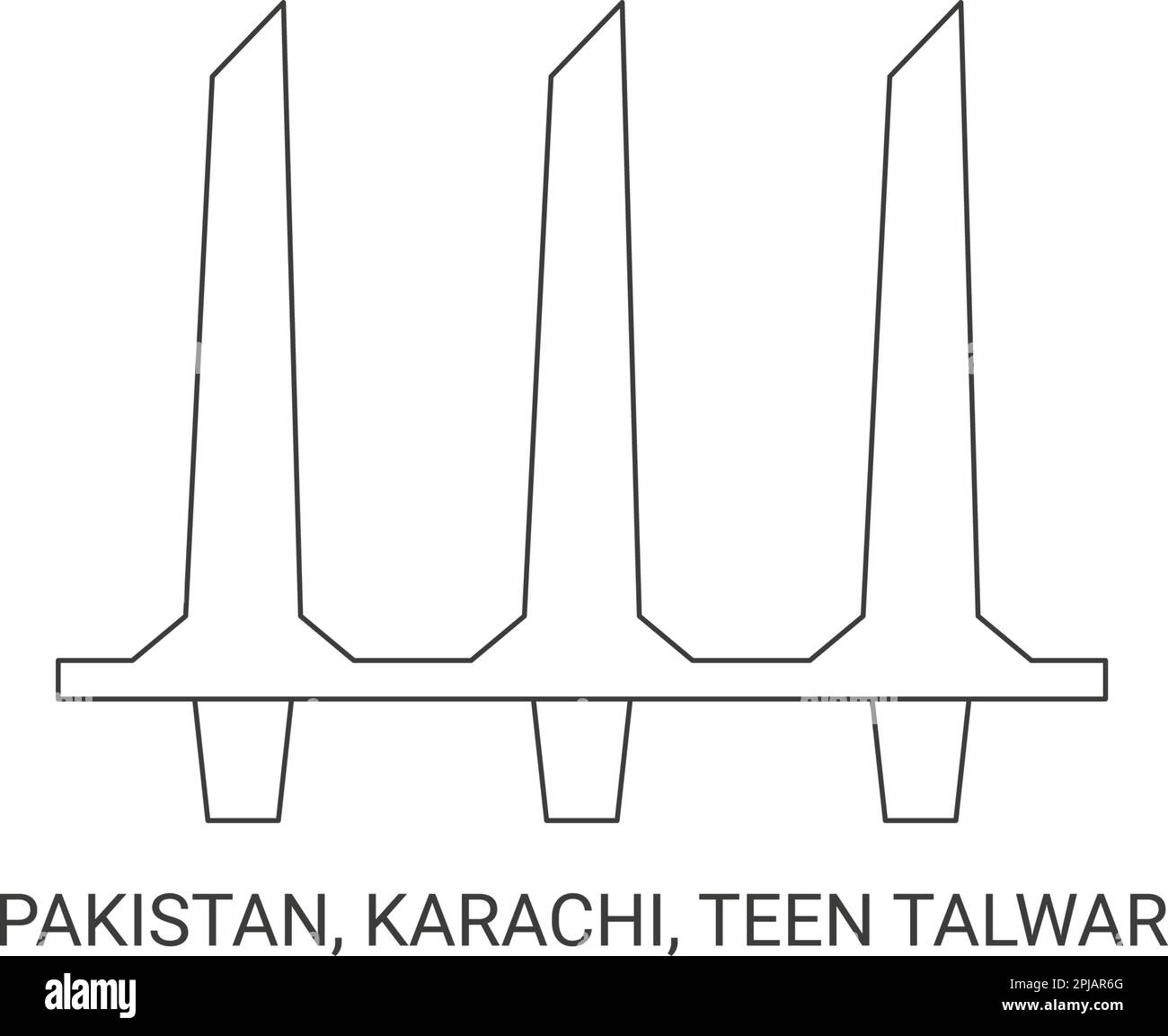 Pakistan, Karachi, Teen Talwar, travel landmark vector illustration Stock Vector