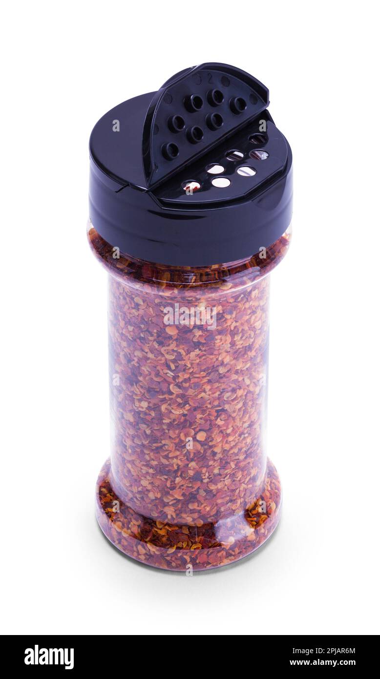 Red Bell Pepper Spice Jar Cut Out on White. Stock Photo