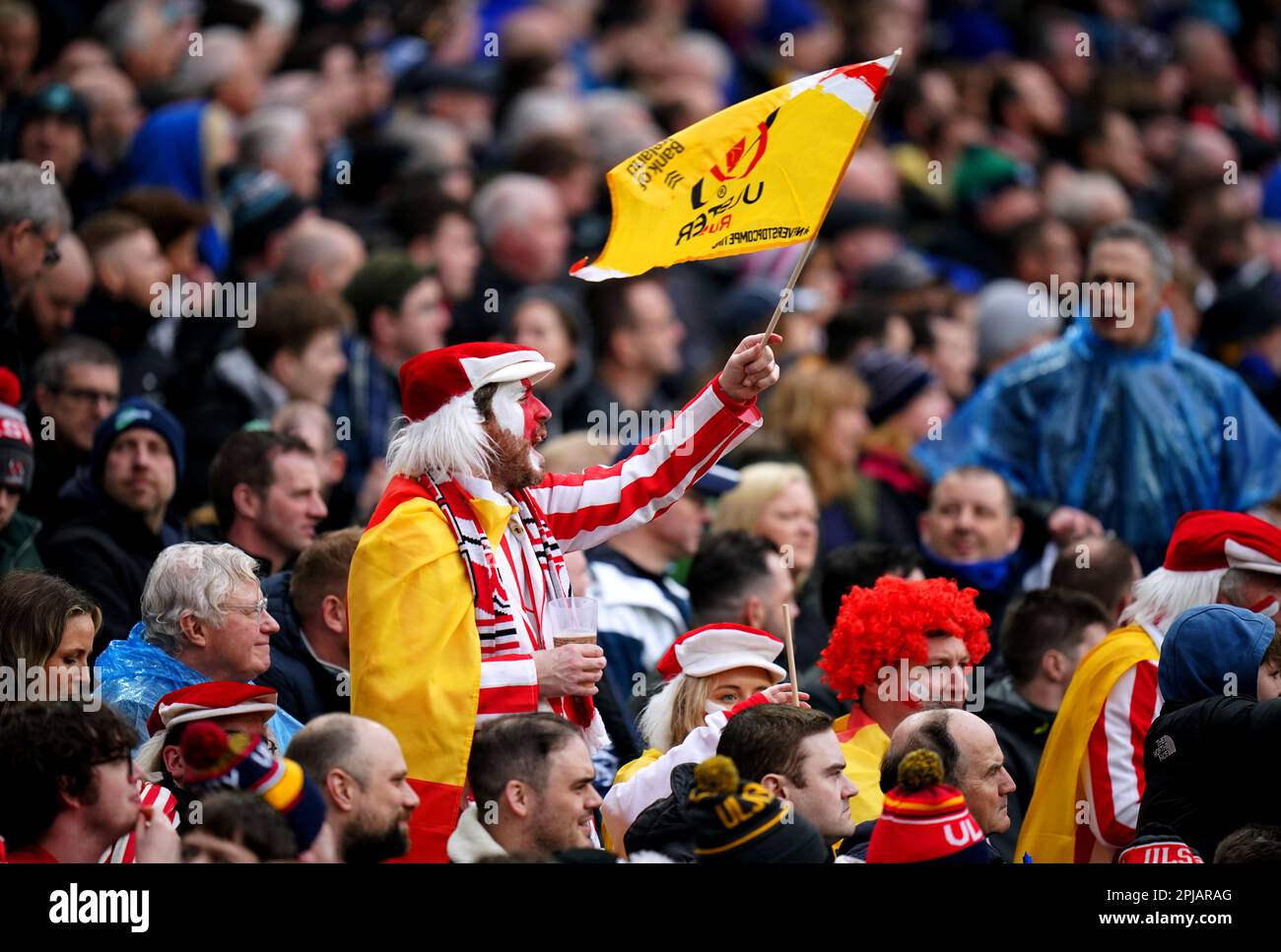 An Ulster Rugby fan in the stands during the Heineken Champions Cup