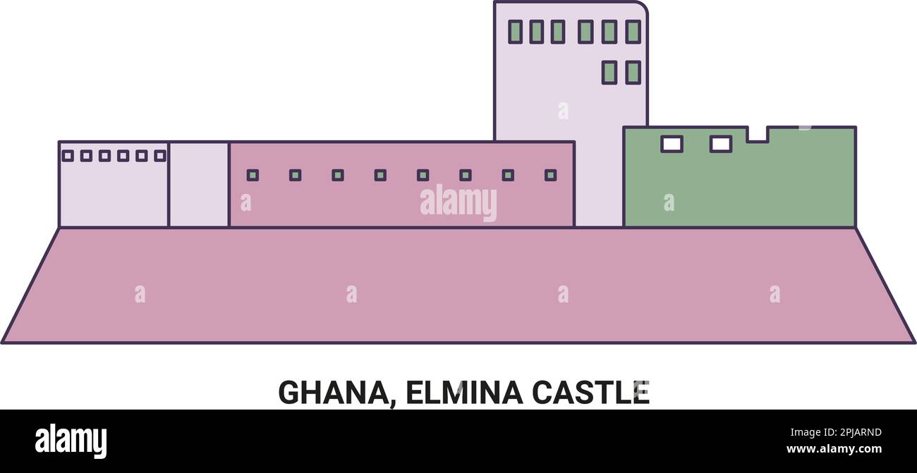 Ghana, Elmina Castle, travel landmark vector illustration Stock Vector