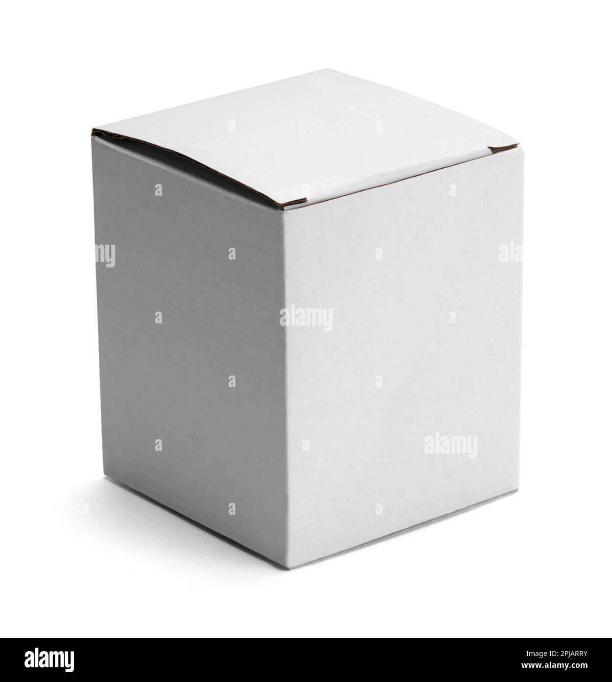 Square White Box Cut Out on White. Stock Photo