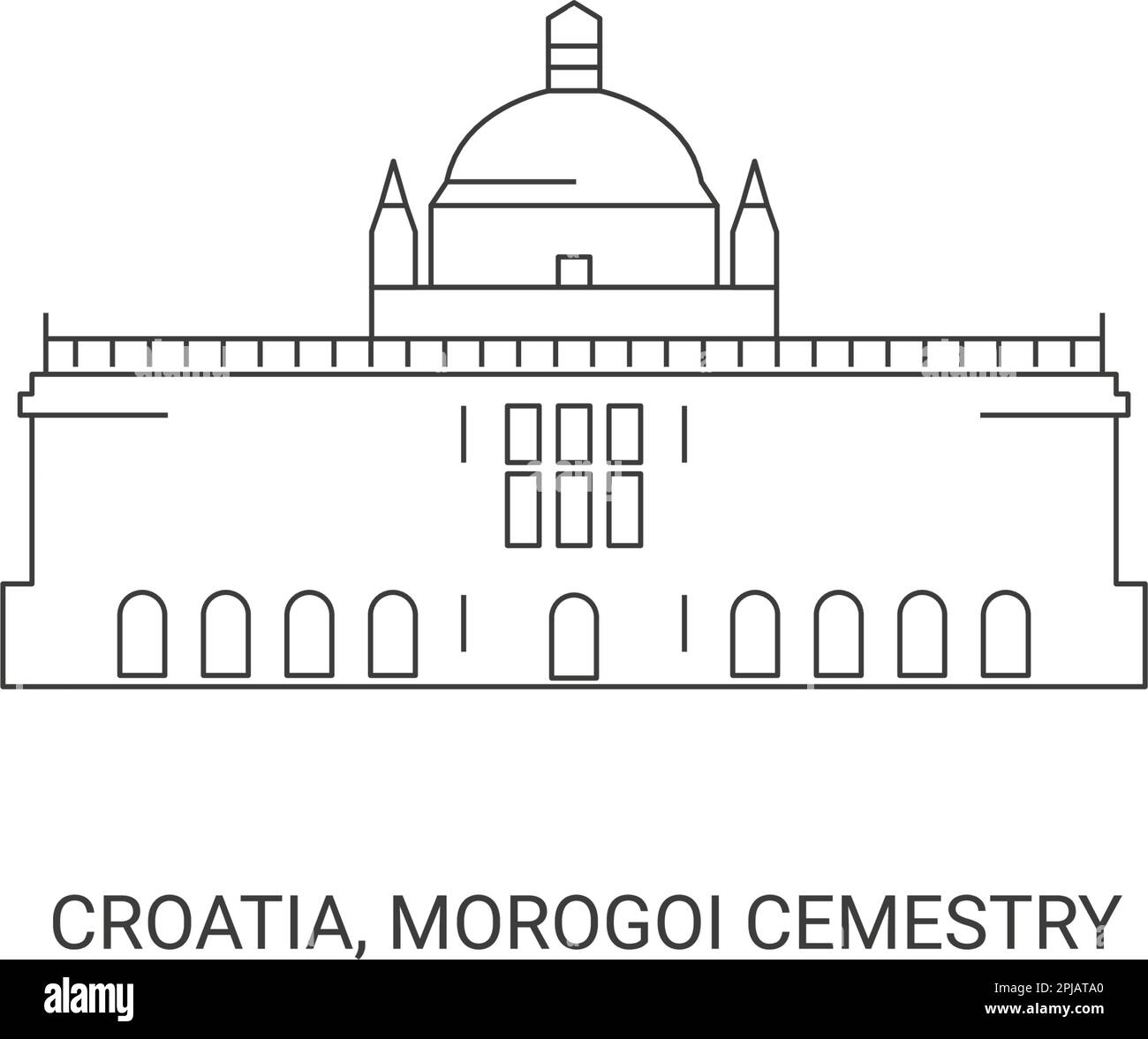 Croatia, Morogoi Cemestry travel landmark vector illustration Stock Vector