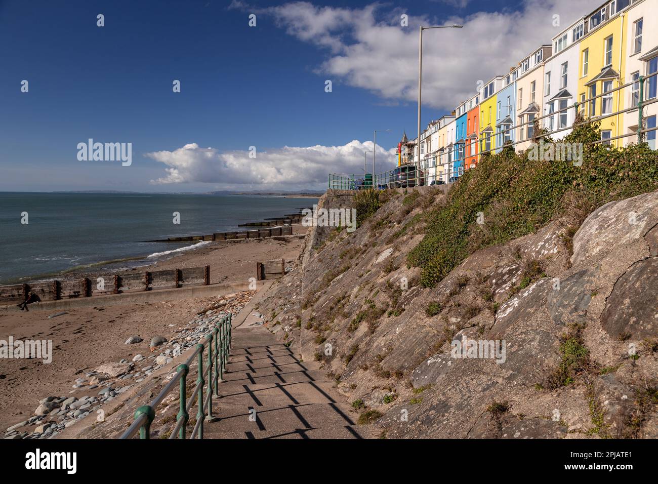 Criccieth beach and seafront, North Wales coast Stock Photo