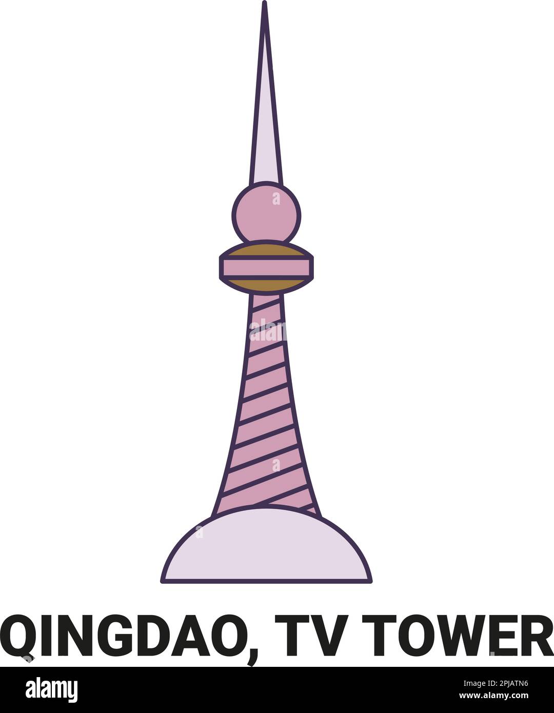 China, Qingdao, Tv Tower, travel landmark vector illustration Stock Vector