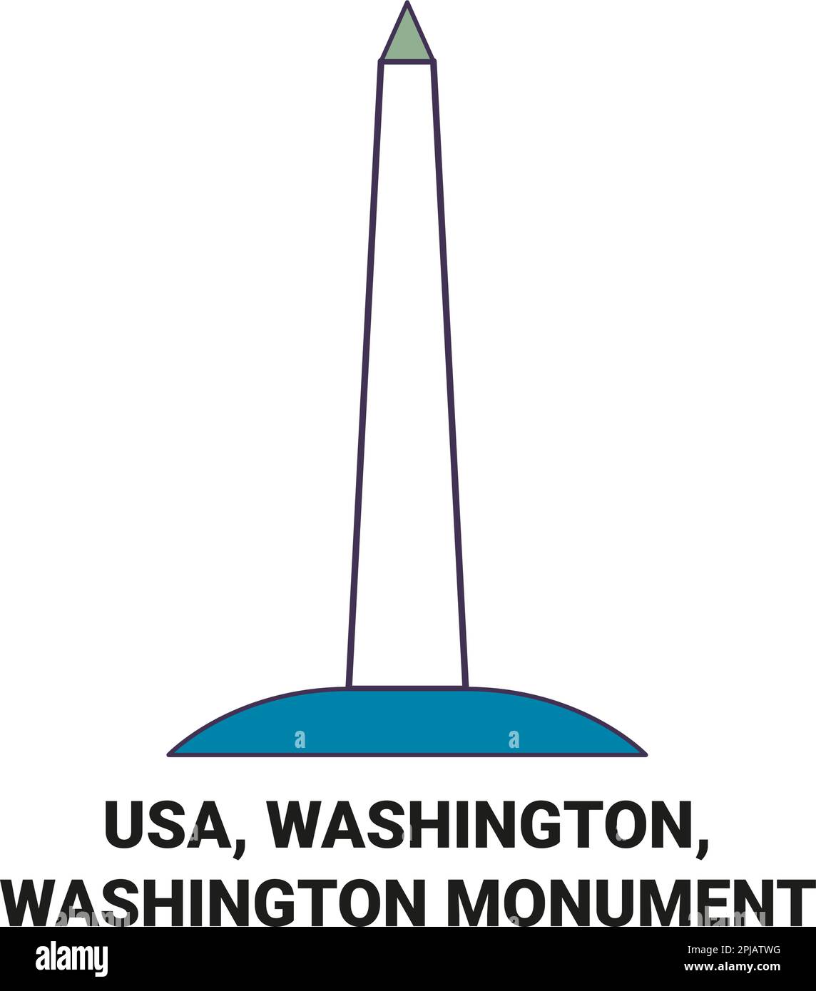 Usa, Washington, Washington Monument travel landmark vector illustration Stock Vector
