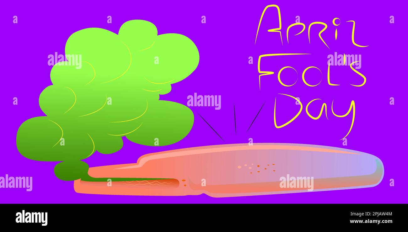 Fart pillow with green gas on a purple background. Vector prank toy