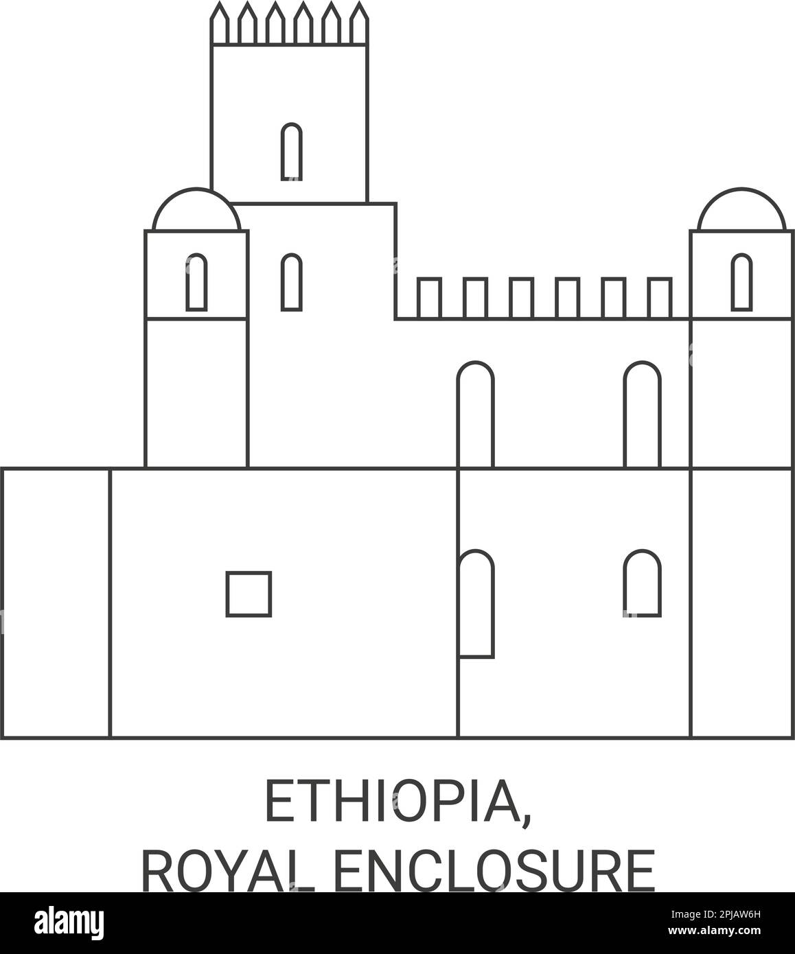 Ethiopia, Royal Enclosure travel landmark vector illustration Stock Vector