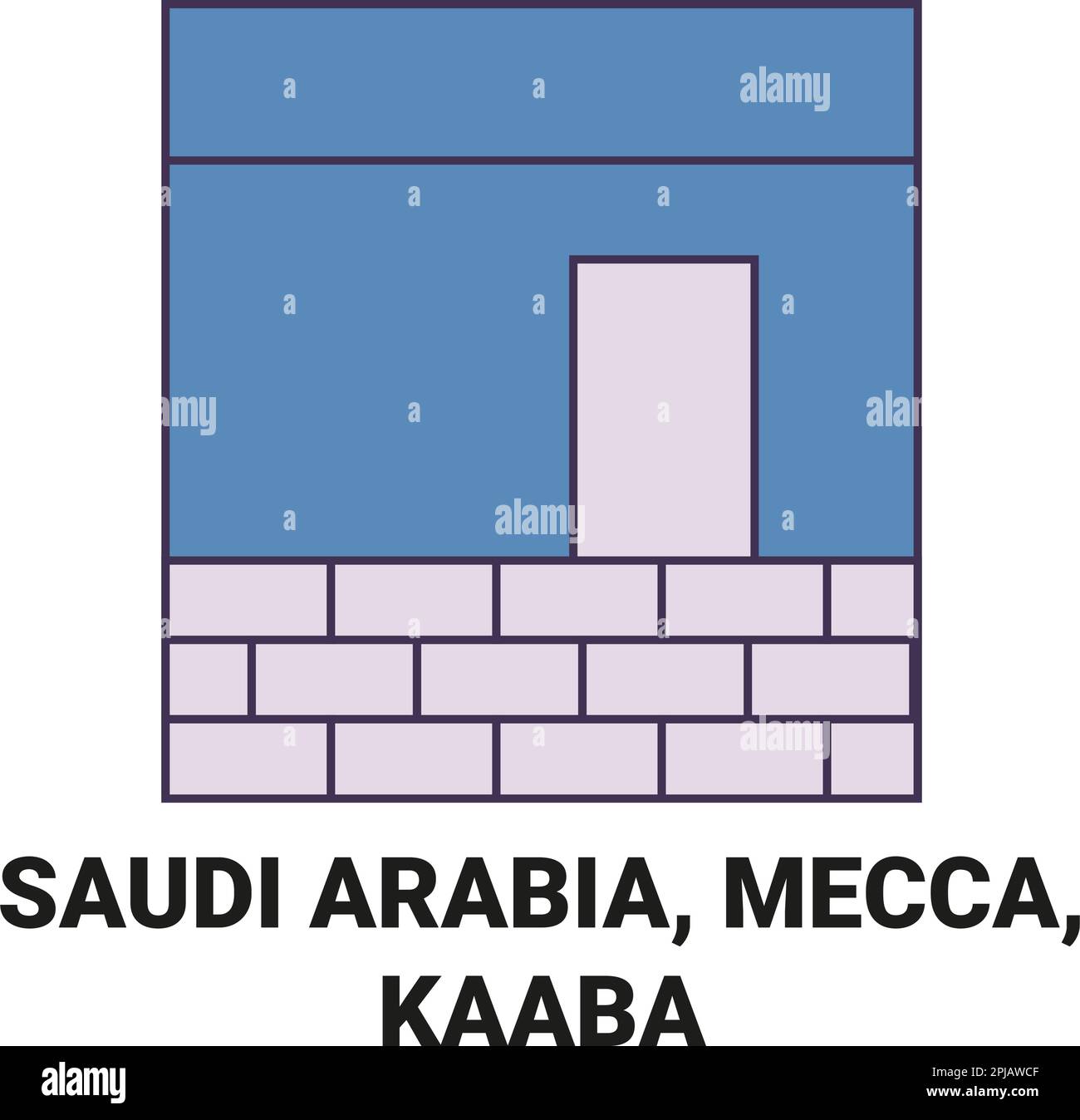 Saudi Arabia, Mecca, Kaaba travel landmark vector illustration Stock ...