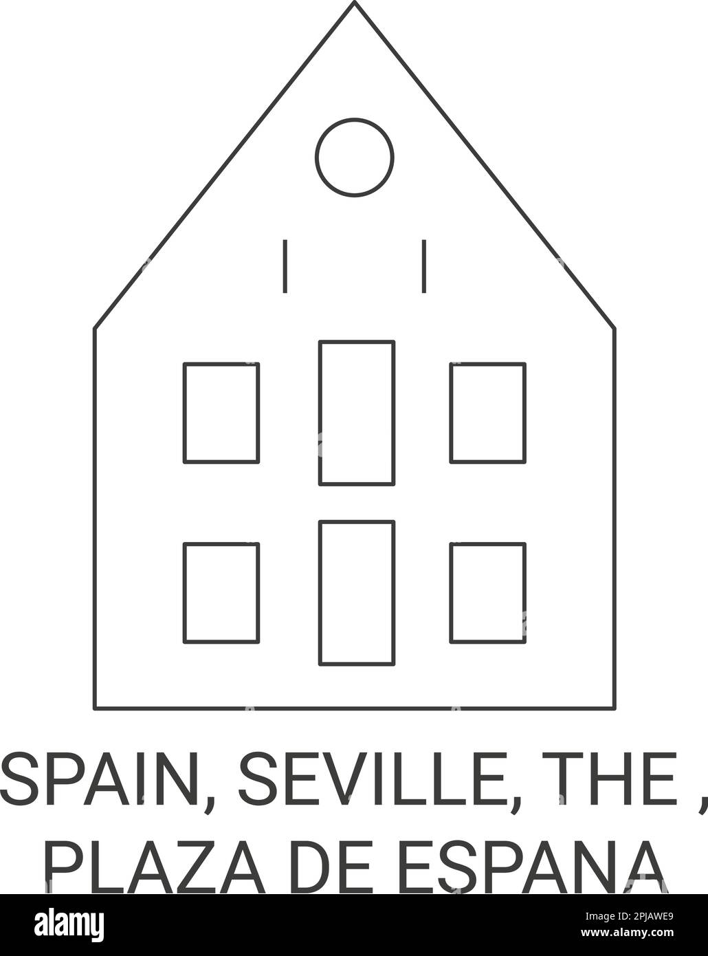 Spain, Seville, Plaza De Espana travel landmark vector illustration