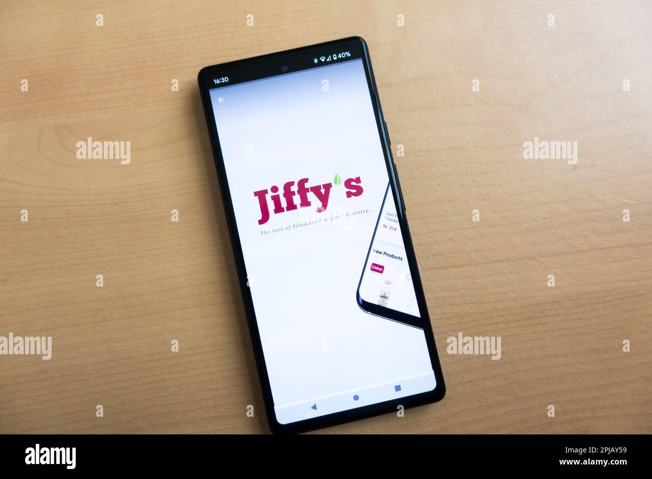 Jiffys grocery online ordering app on smartphone Stock Photo