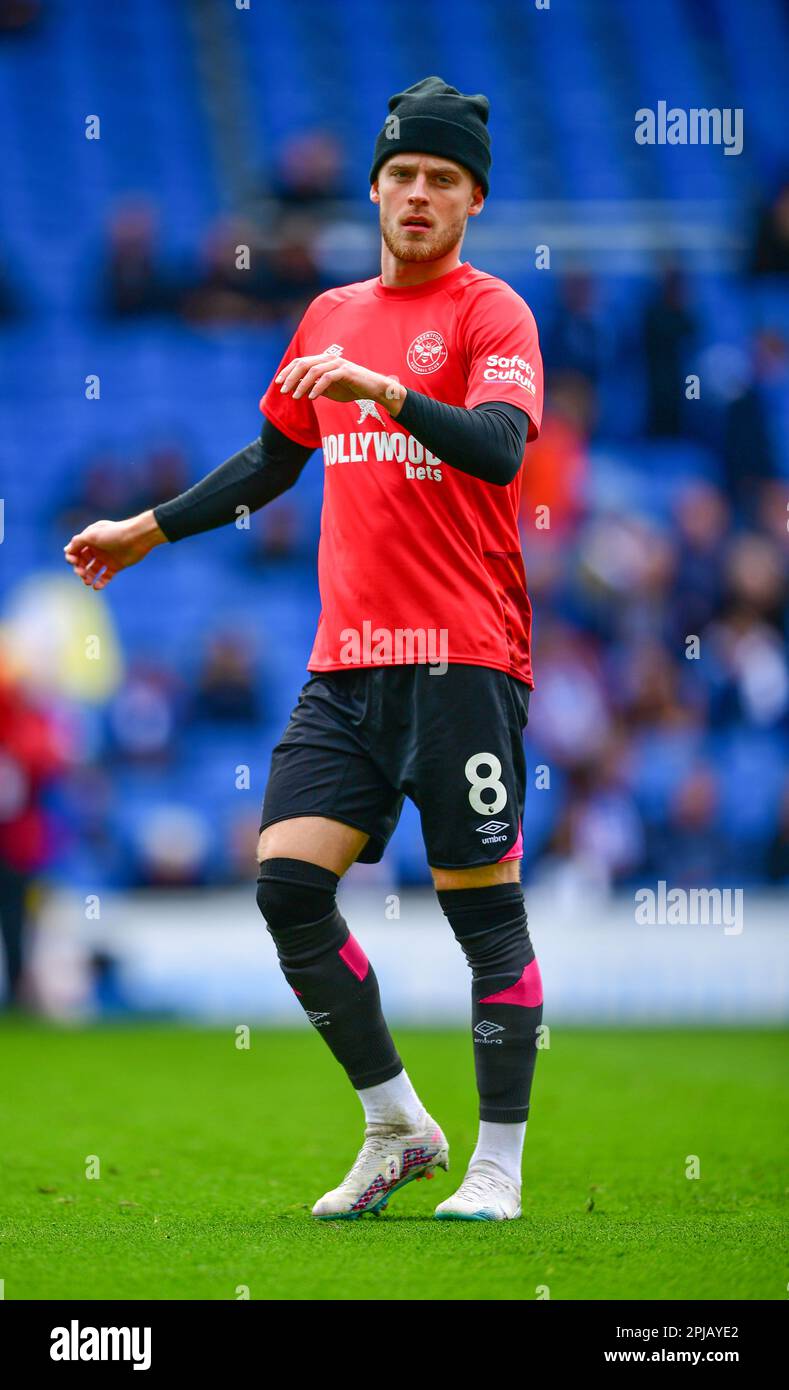 Brighton, UK. 01st Apr, 2023. Mathias Jensen of Brentford before the Premier League match between Brighton & Hove Albion and Brentford at The Amex on April 1st 2023 in Brighton, England. (Photo by Jeff Mood/phcimages.com) Credit: PHC Images/Alamy Live News Stock Photo