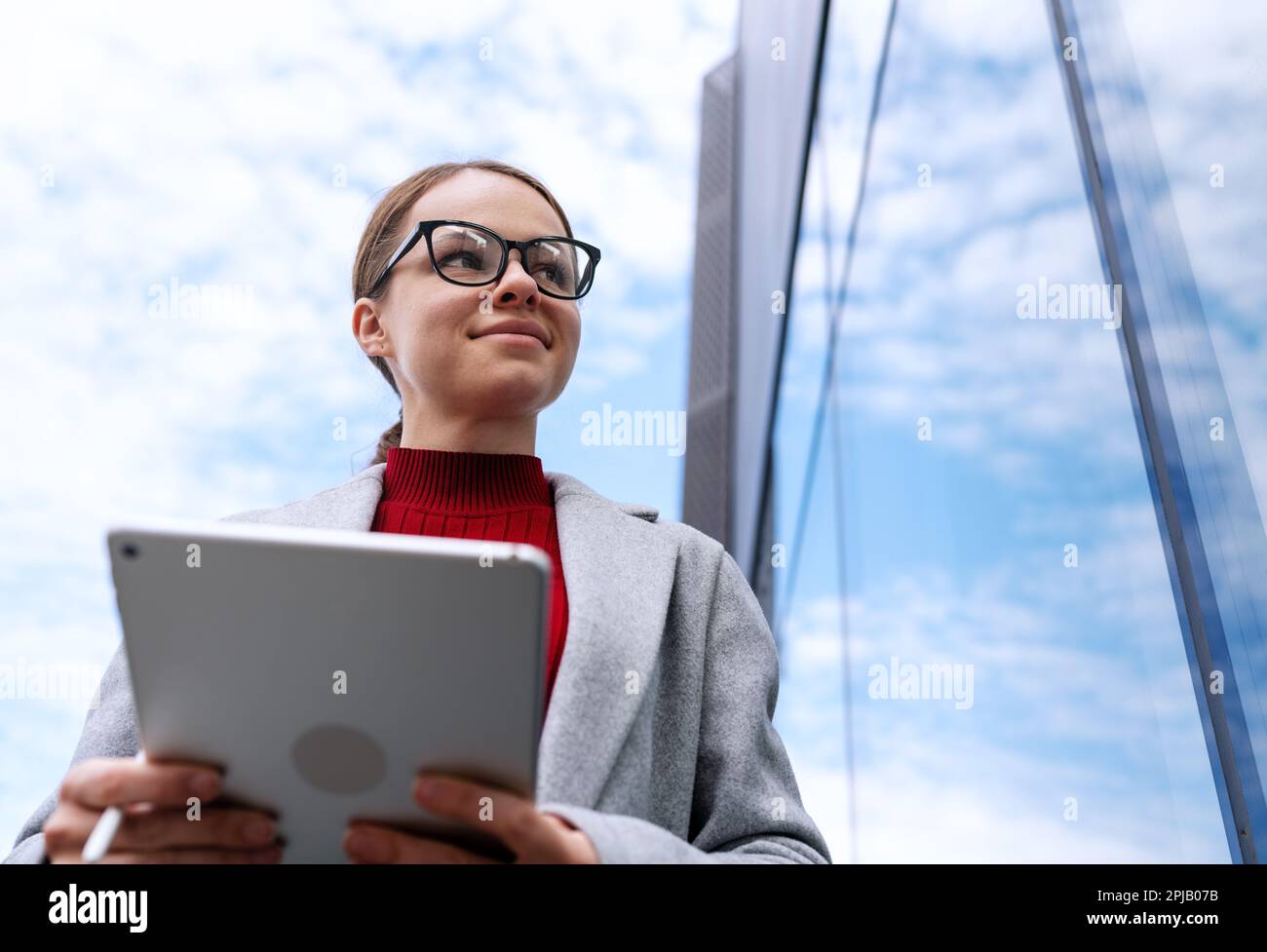 Woman successful employee, career development concept. Stock Photo