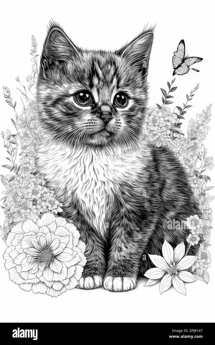 Realistic Cat Coloring Pages
