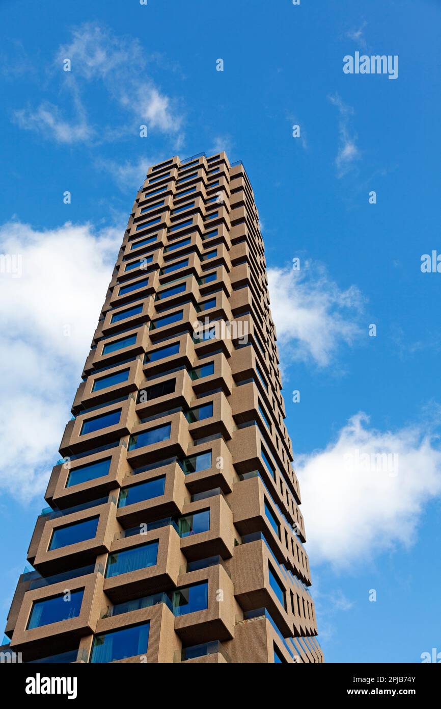Stockholm, Sweden - October 12, 2022: very tall residential building is called the north tower Stock Photo