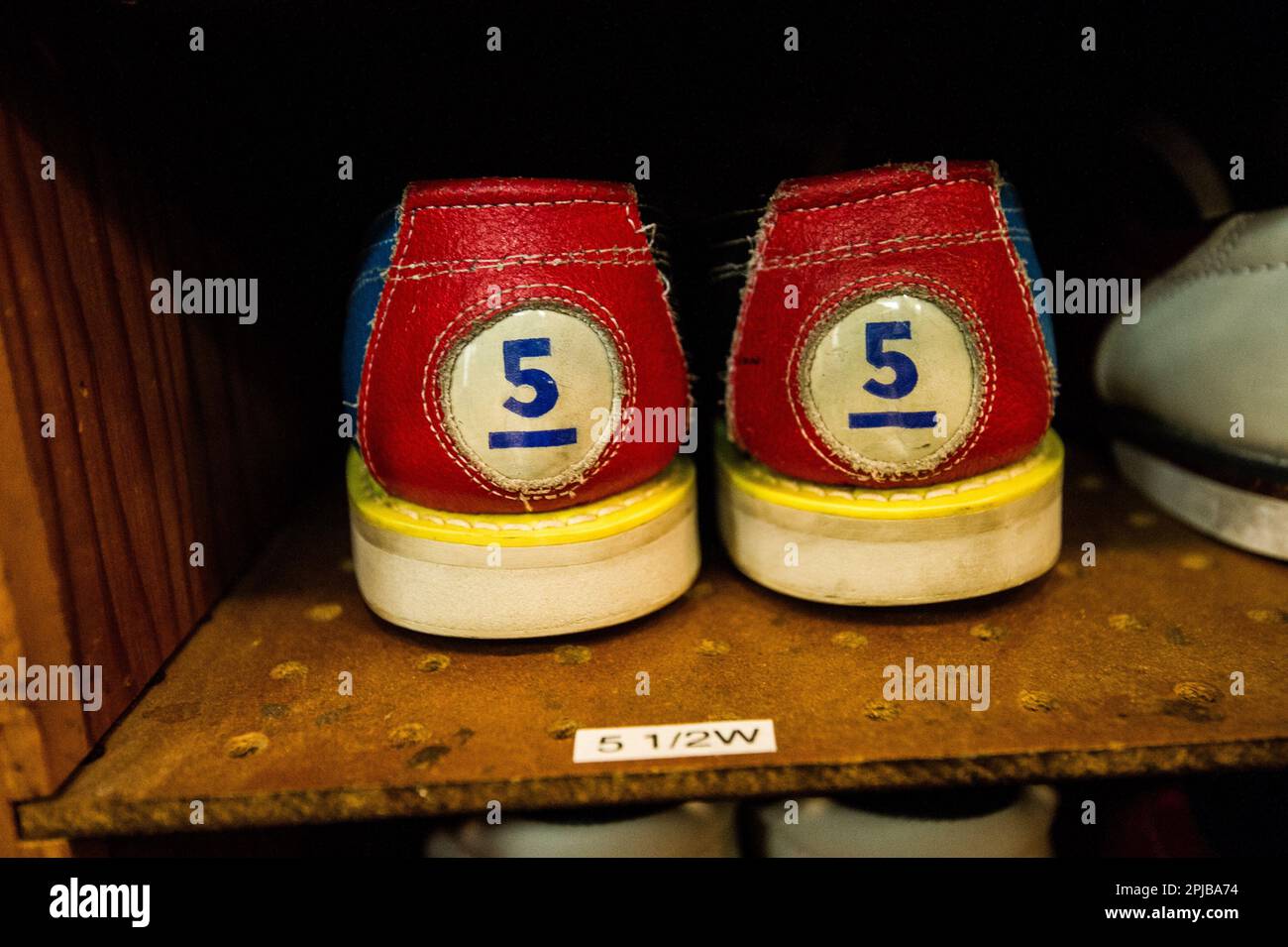 Bowling shoes at a bowling alley Stock Photo Alamy
