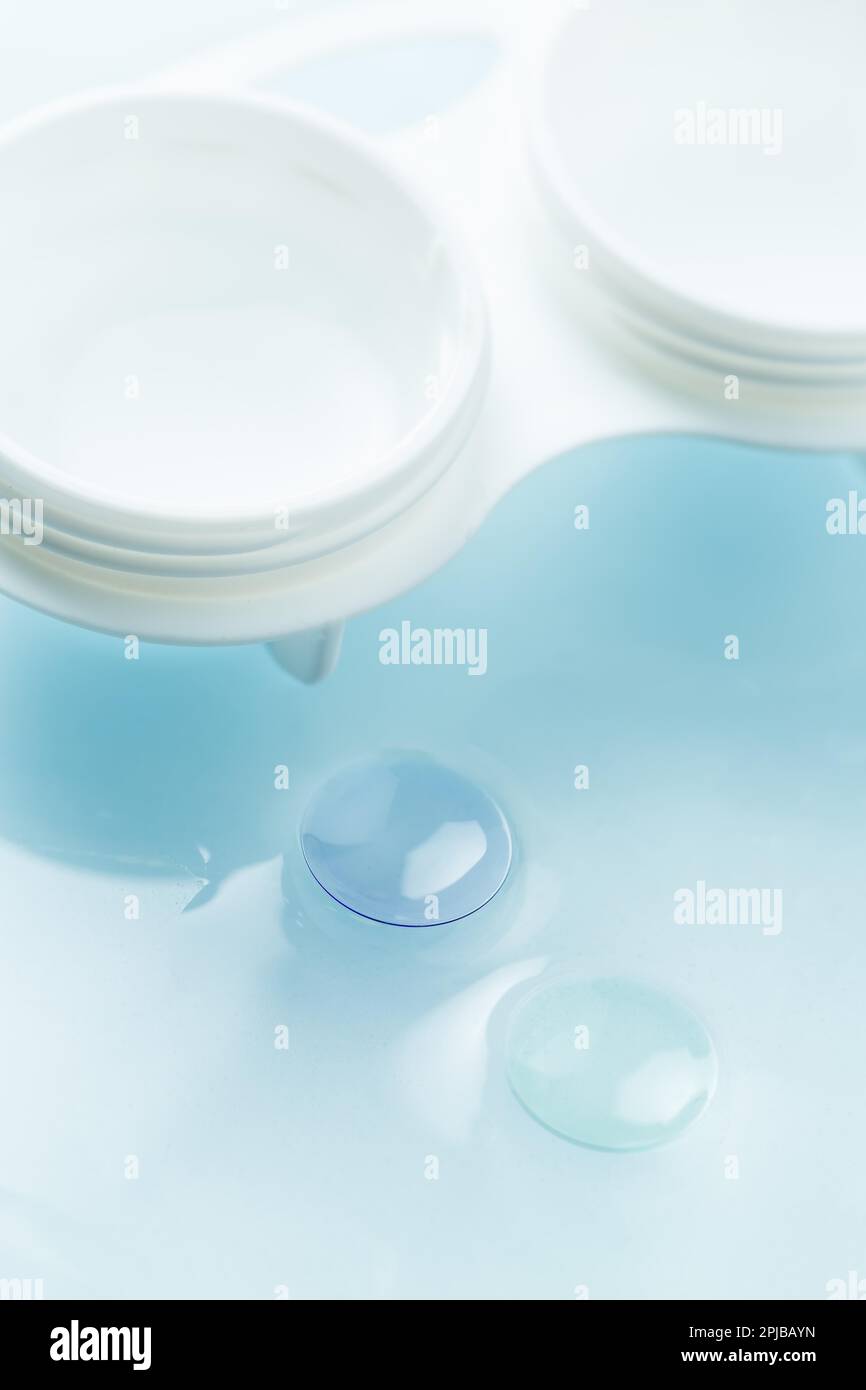 Macro detail of modern rigid gas permeable contact lenses (GP) in