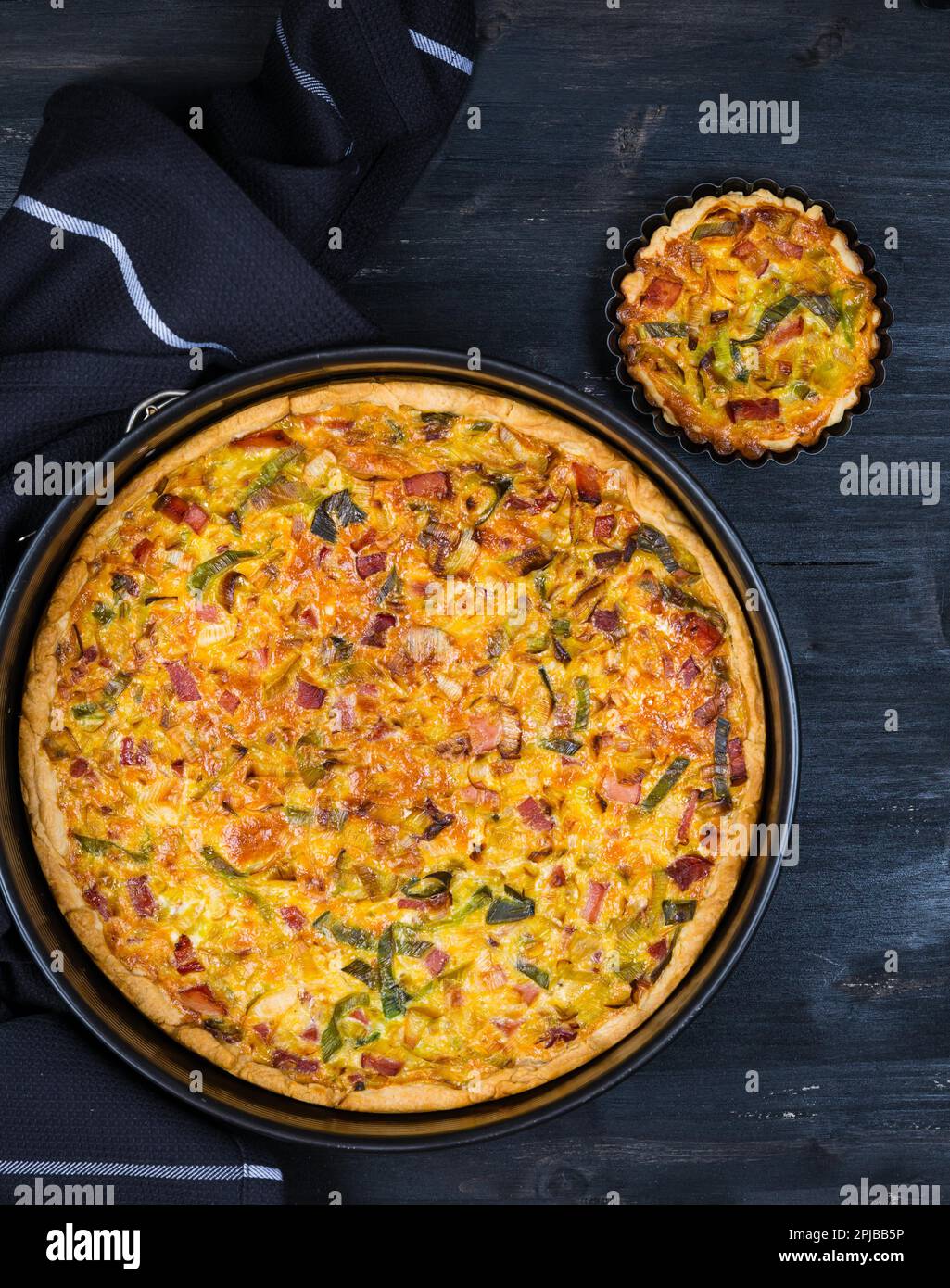 Quiche Lorraine traditional French tart with pastry crust filled with