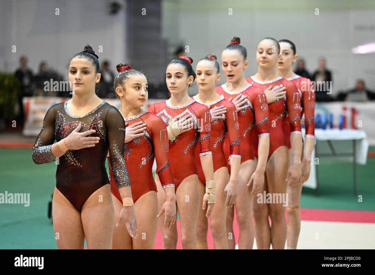 Jesolo, Italy. 01st Apr, 2023. Team Italy during Artistic Gymnastics
