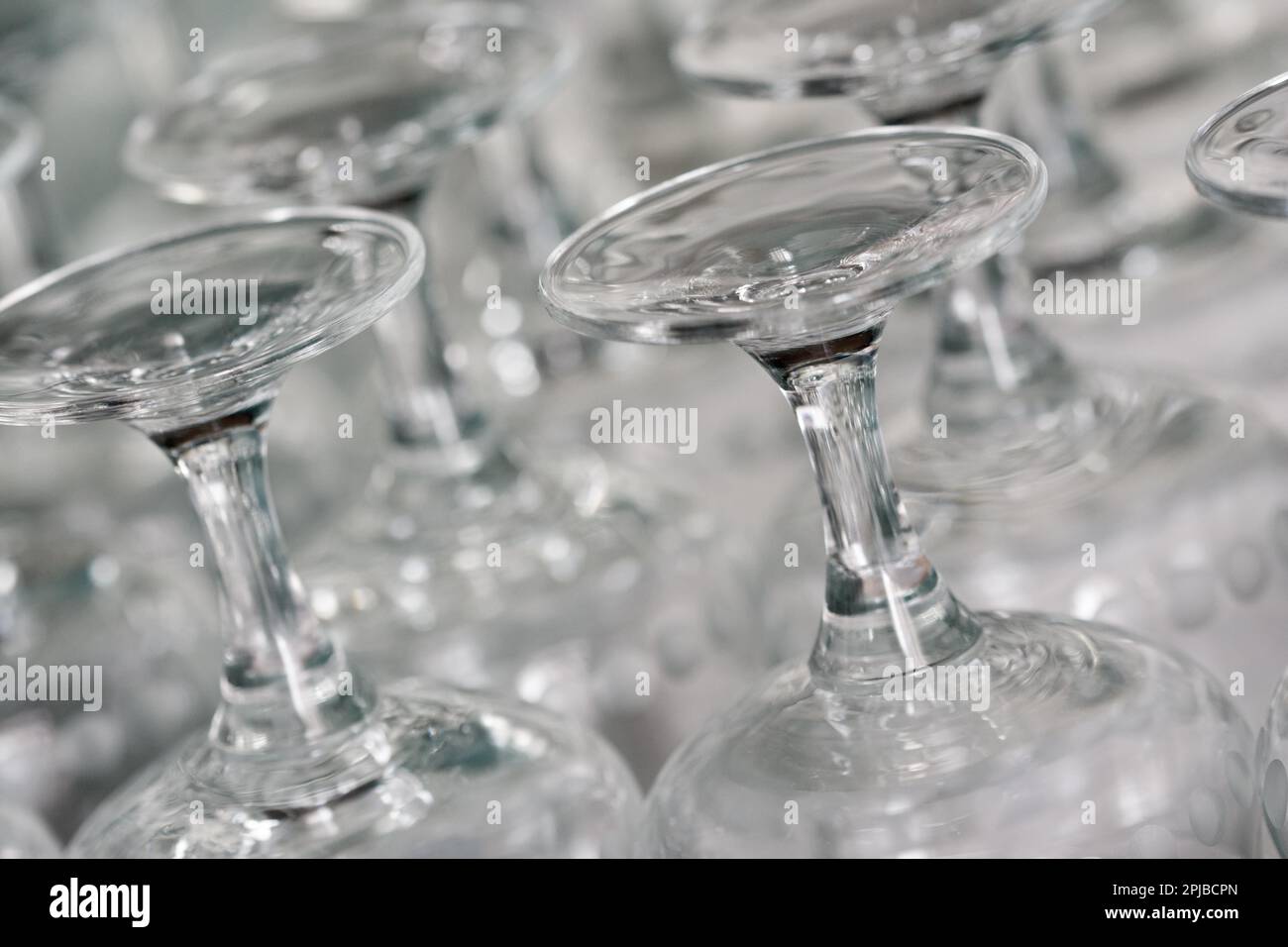 Lots of champagne glasses in the bar counter Stock Photo