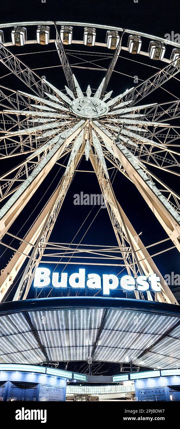 Ferris wheel of Budapest at night, Hungary Stock Photo - Alamy