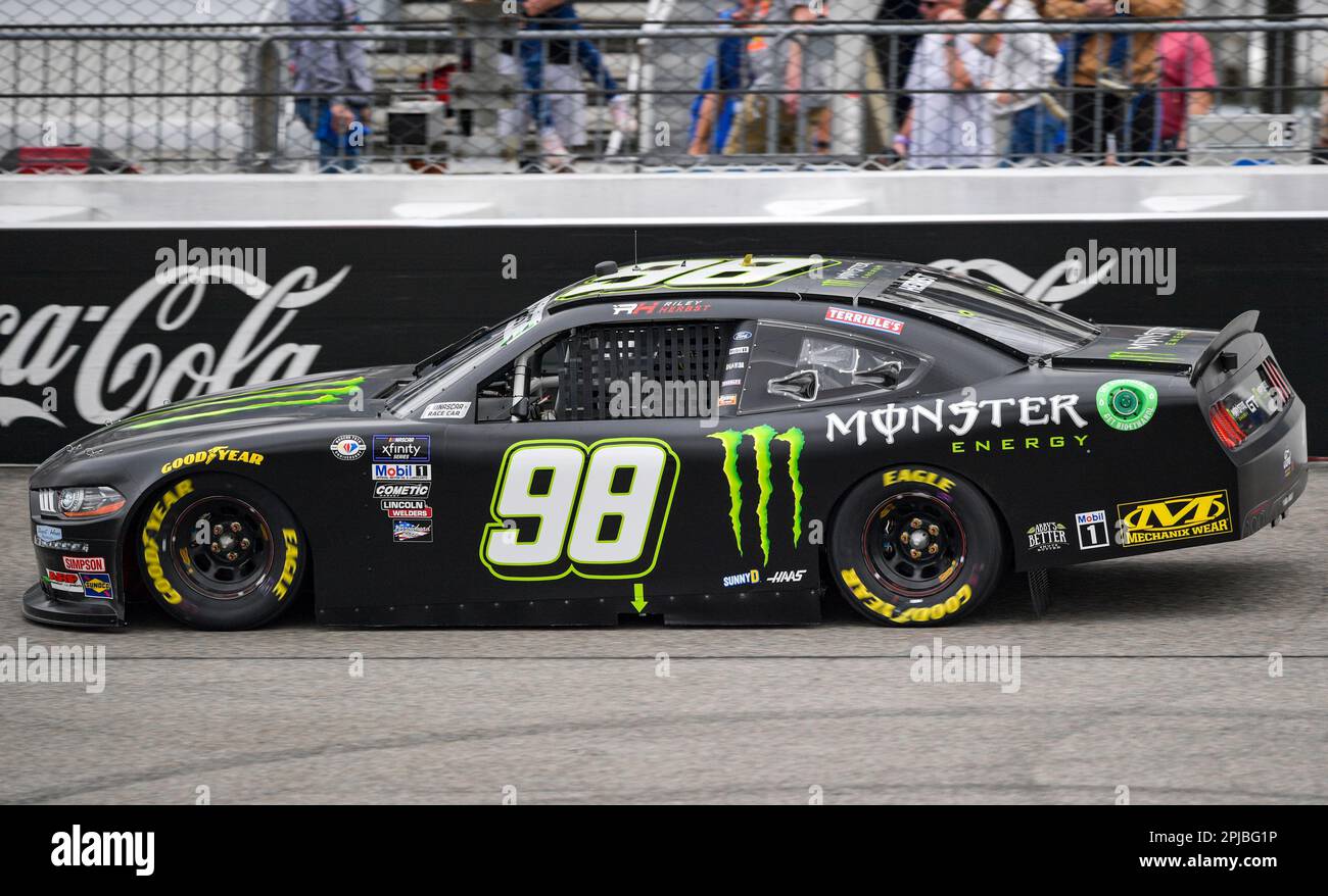 Riley Herbst (98) drives during a NASCAR Xfinity Series auto race at