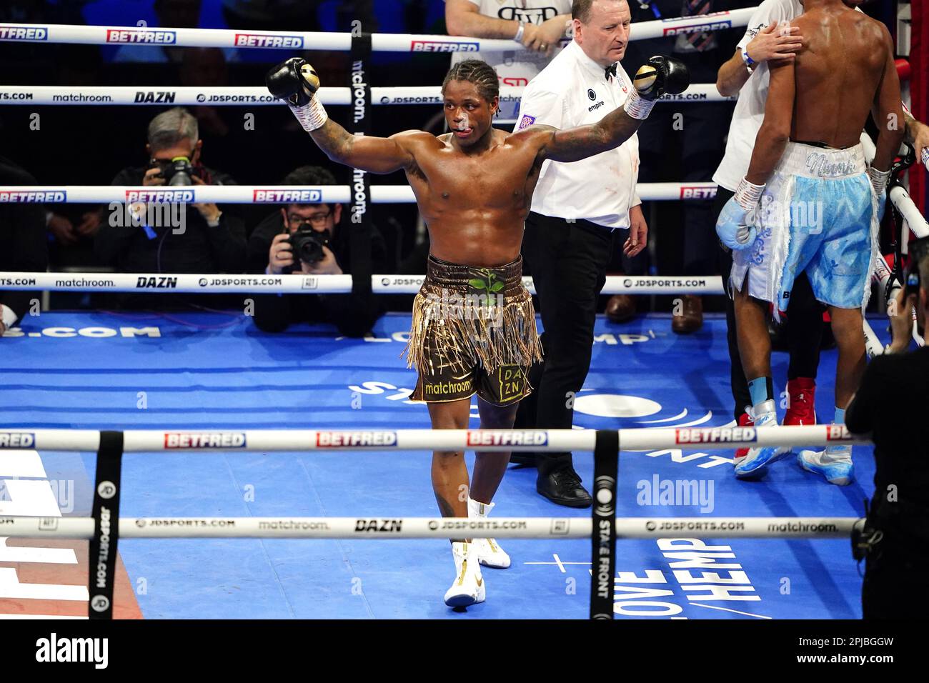 Austin Williams celebrates victory against River WilsonBent in the International Middleweight