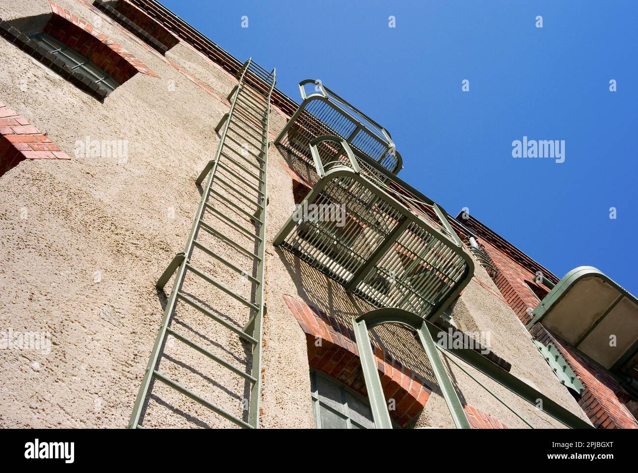 Fire ladder at a warehouse Stock Photo Alamy