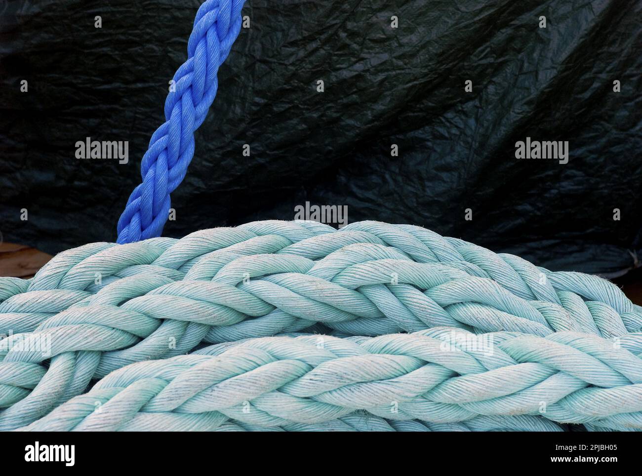 Rope on board a sailor, Russian tall ship Sedov Stock Photo