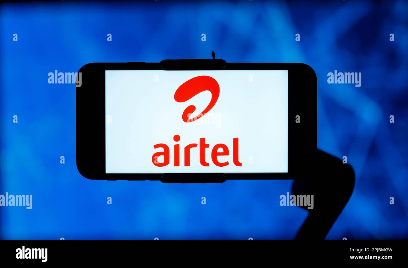 India. 1st Apr, 2023. In this photo illustration, the airtel logo is seen displayed on a mobile phone screen. (Credit Image: © Idrees Abbas/SOPA Images via ZUMA Press Wire) EDITORIAL USAGE ONLY! Not for Commercial USAGE! Stock Photo