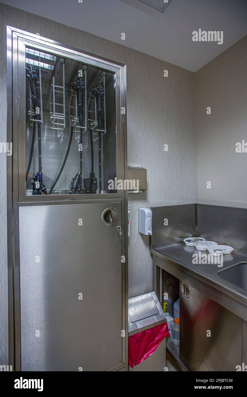 Modern endoscopy equipment kit. Electronic video Endoscopy System. A