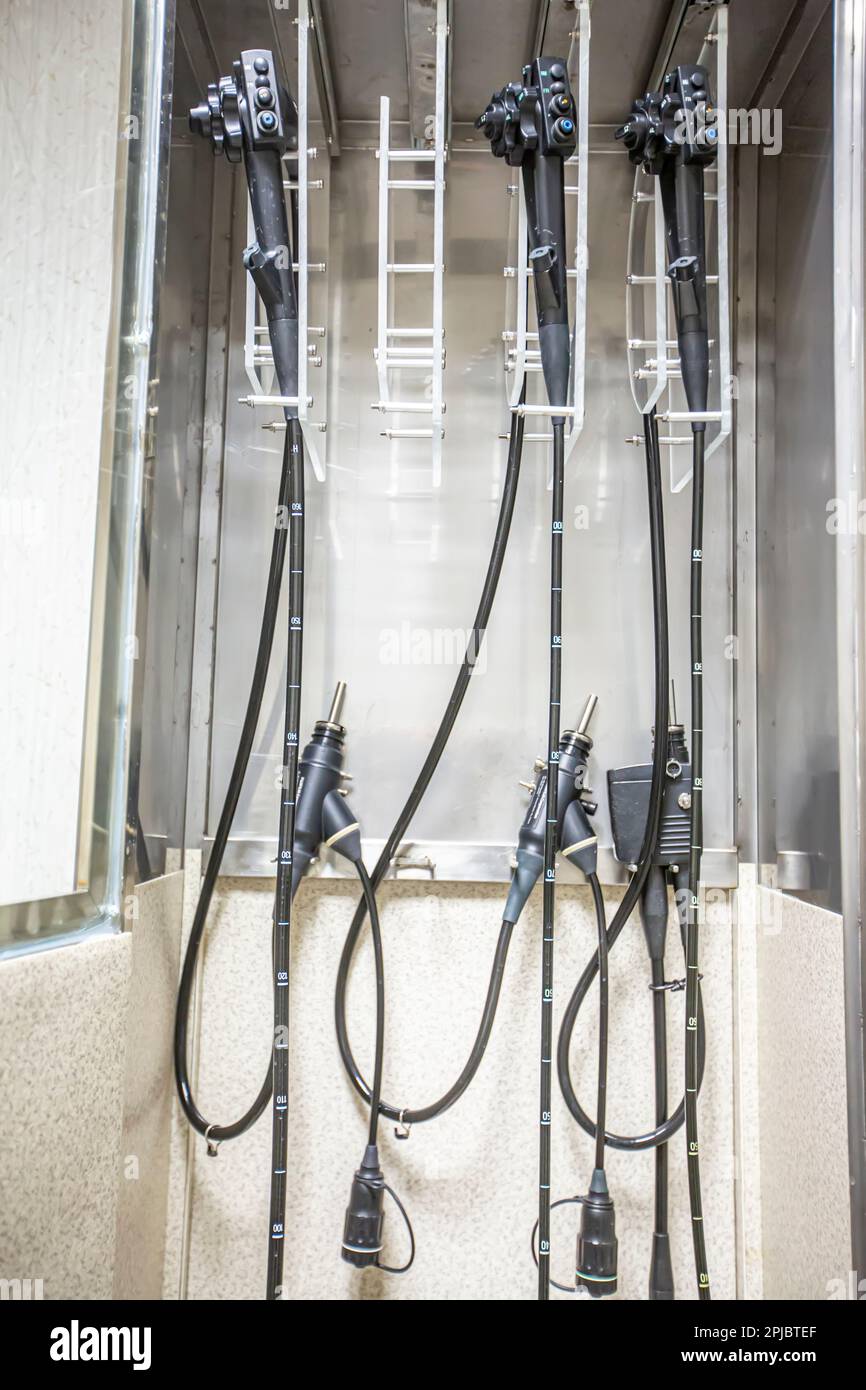 Modern endoscopy equipment kit. Electronic video Endoscopy System. A