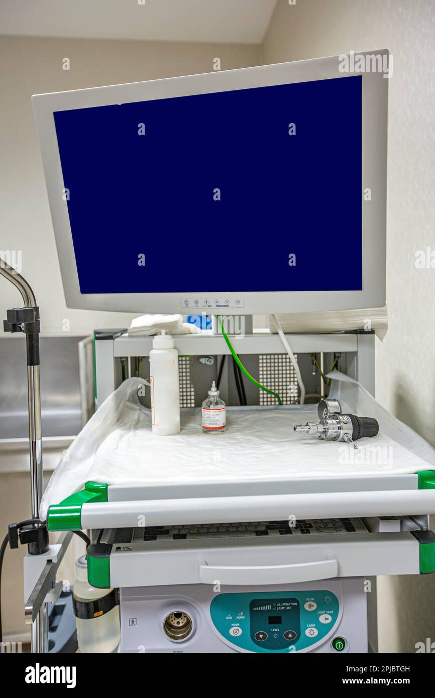 Modern endoscopy equipment kit. Electronic video Endoscopy System. A