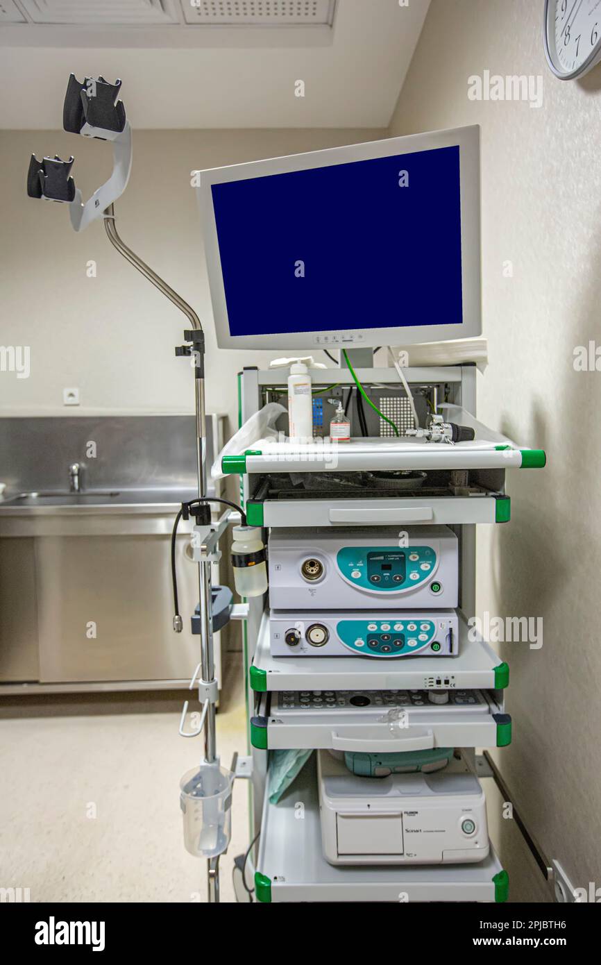 Modern endoscopy equipment kit. Electronic video Endoscopy System. A