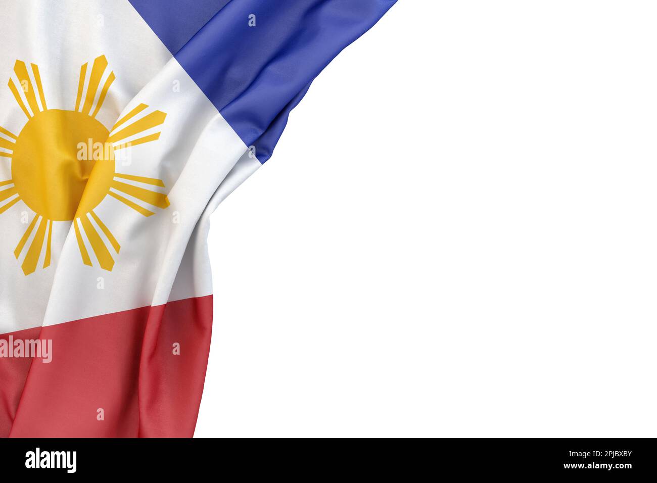 Flag of Philippines in the corner on white background. 3D Rendering