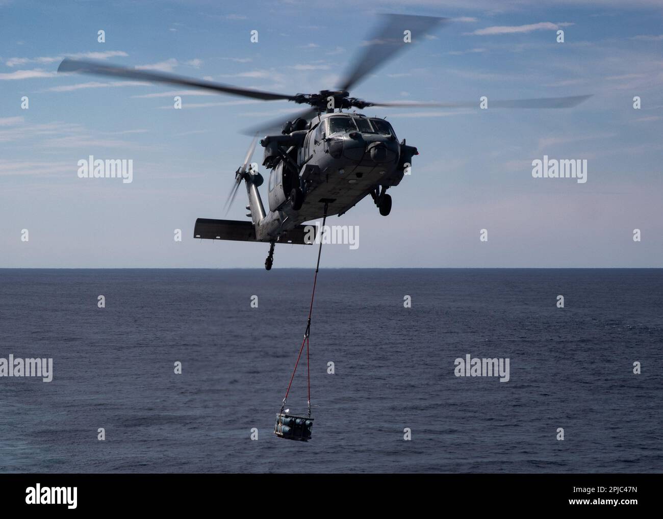 An MH-60S Knighthawk, attached to the "Tridents" of Helicopter Sea