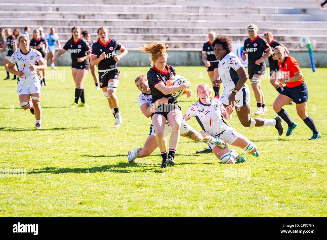 Madrid, Spain. 01st Apr, 2023. Paige Farries (Canada) in action during