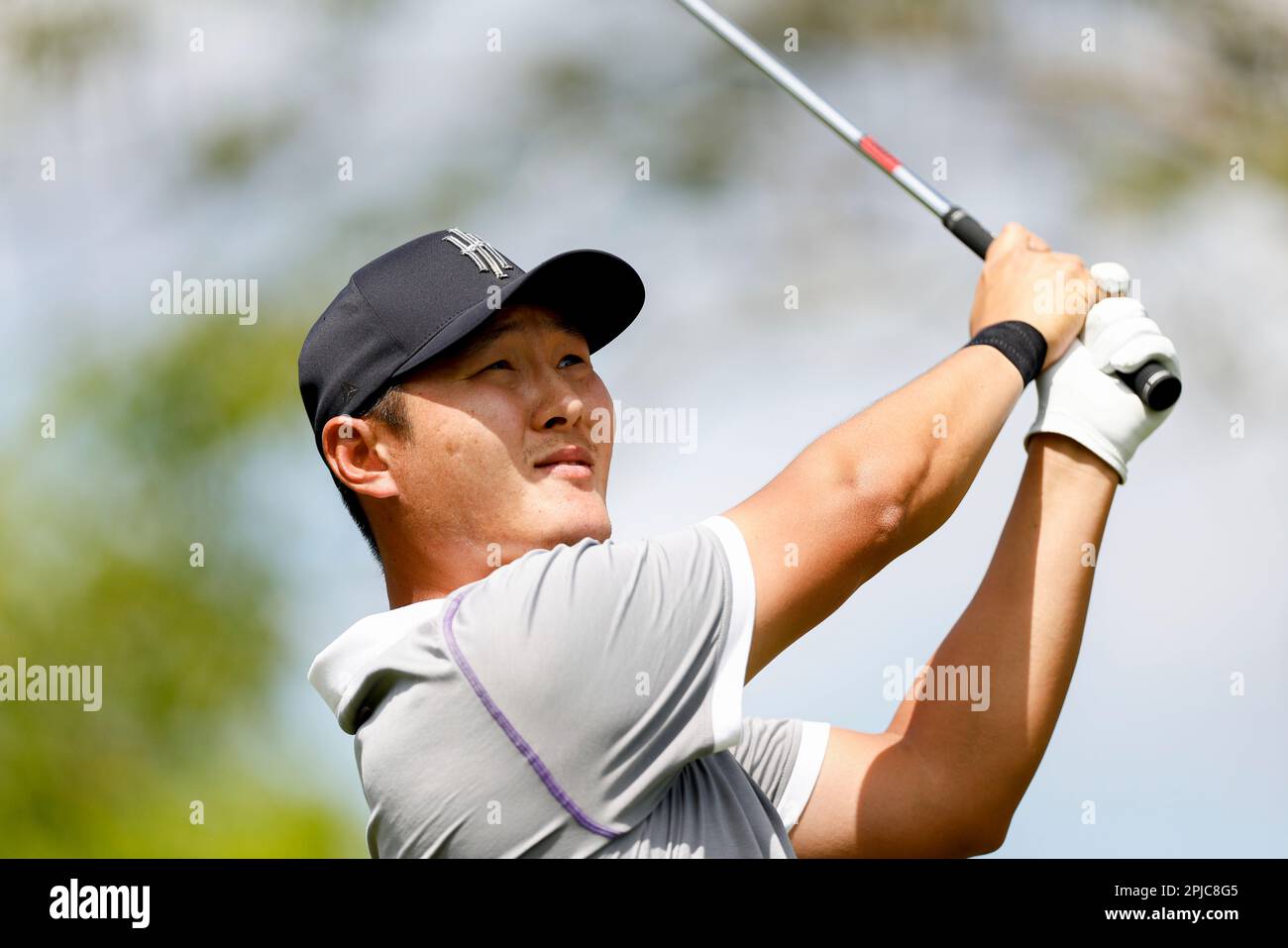 Danny Lee of Iron Heads GC hits his shot from the sixth tee during the