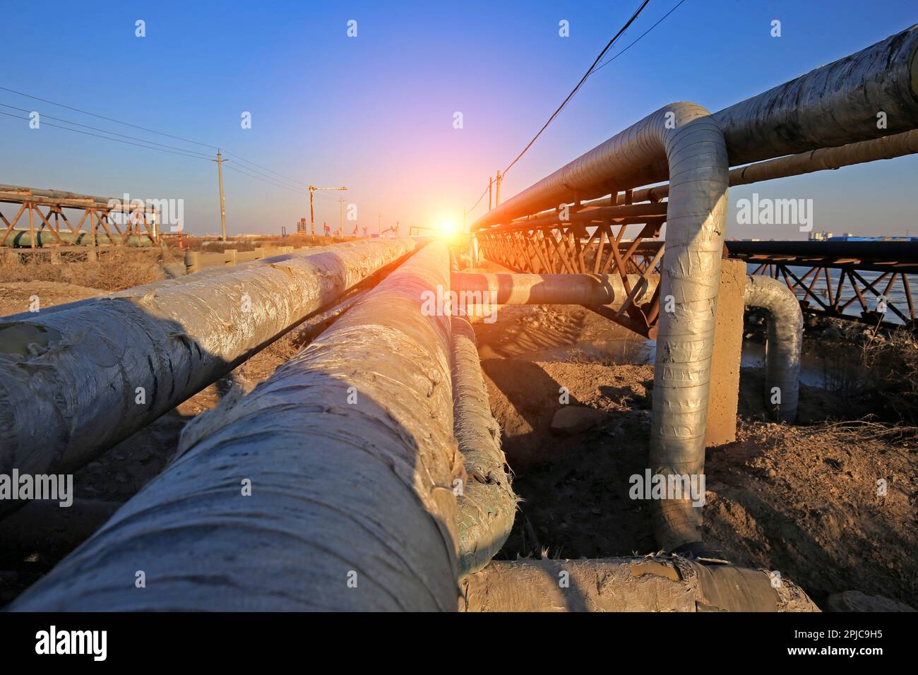 Oilfield equipment and pipeline Stock Photo Alamy
