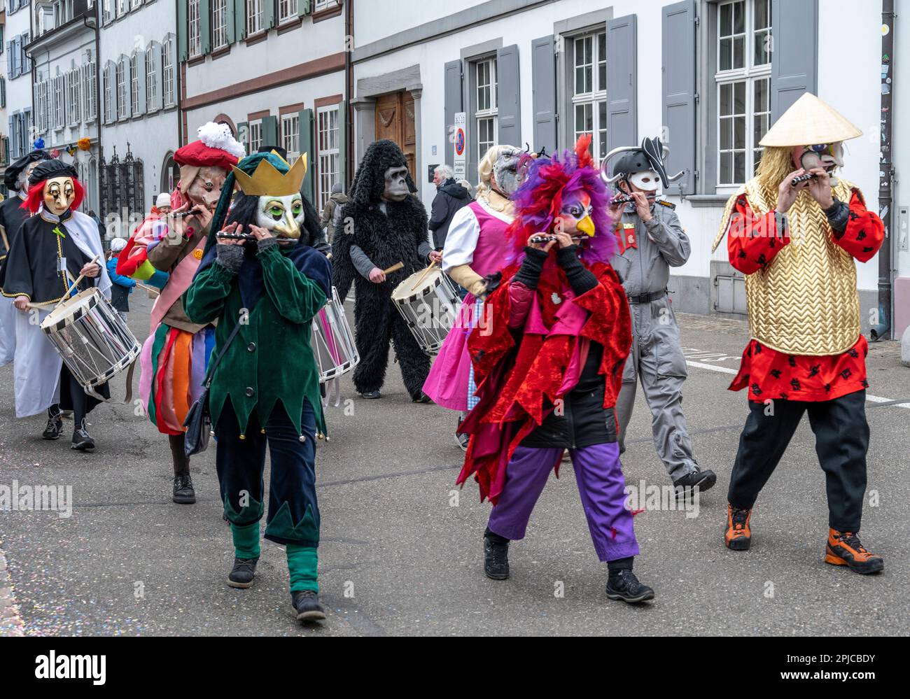 clique at the Basel Switzerland Carnival or Fasnacht children's parade Stock Photo