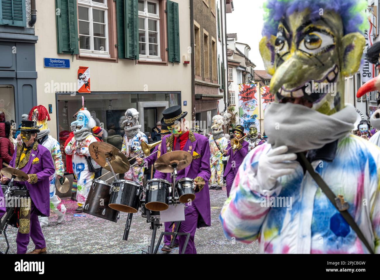 clique at the Basel Switzerland Carnival or Fasnacht children's parade Stock Photo