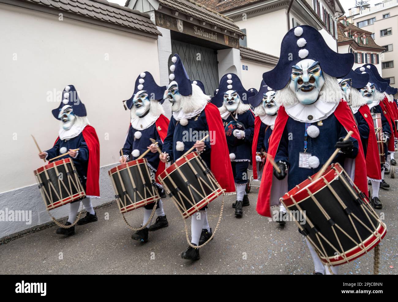 harlequin band at the Basel Switzerland Carnival or Fasnacht children's ...