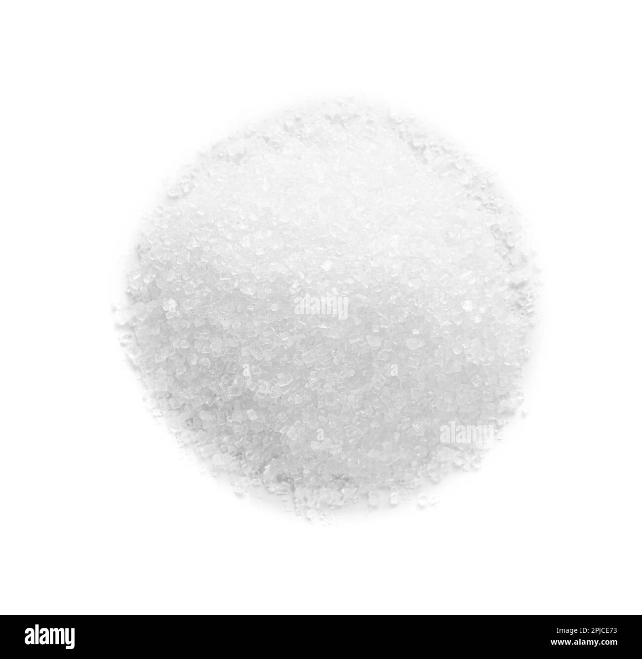 Pile of granulated sugar isolated on white, top view Stock Photo