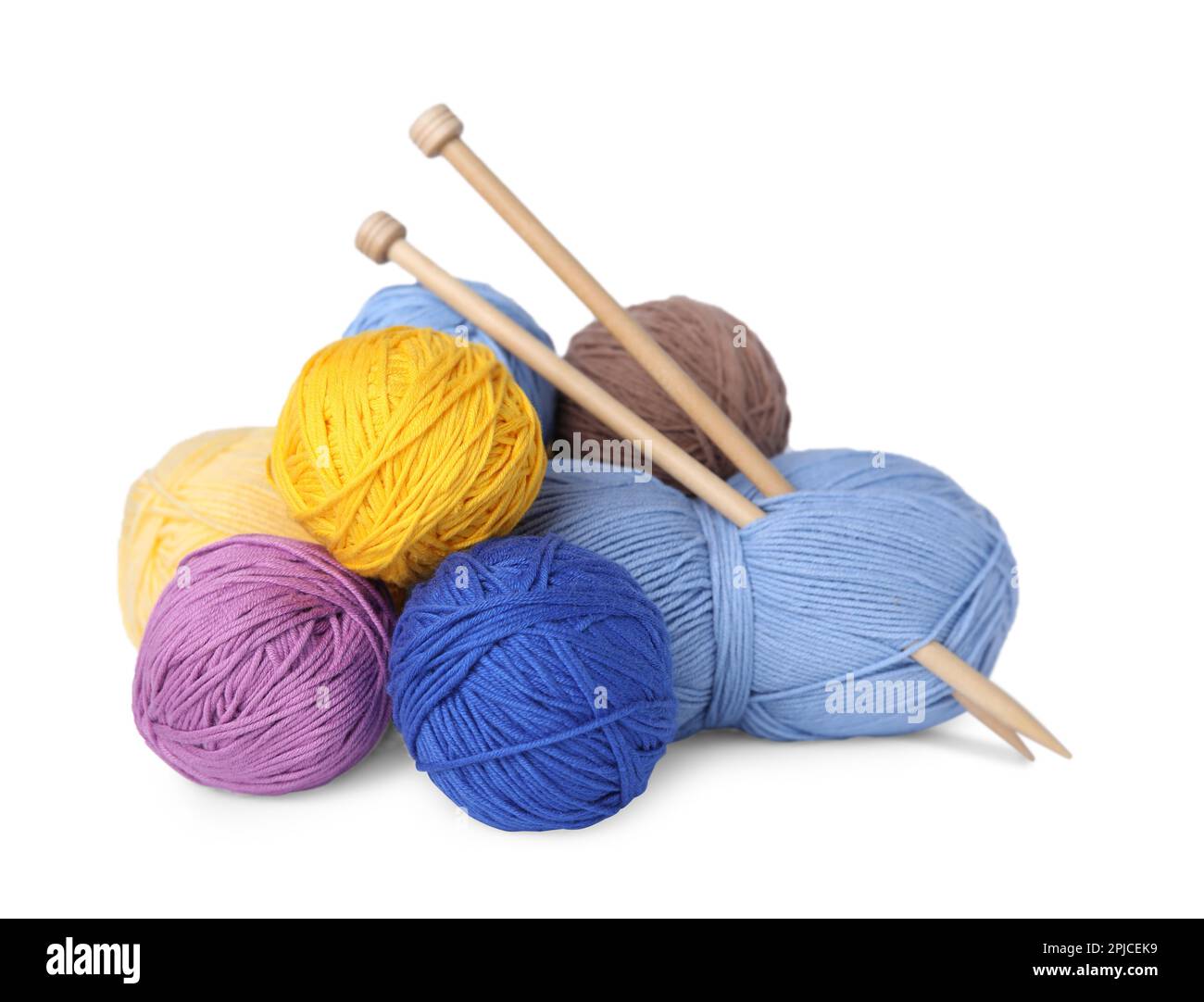 Wool Clews With Knitting Needles Woolen Roll Balls Skein Threads Stock  Photo, Picture and Royalty Free Image. Image 40010256.