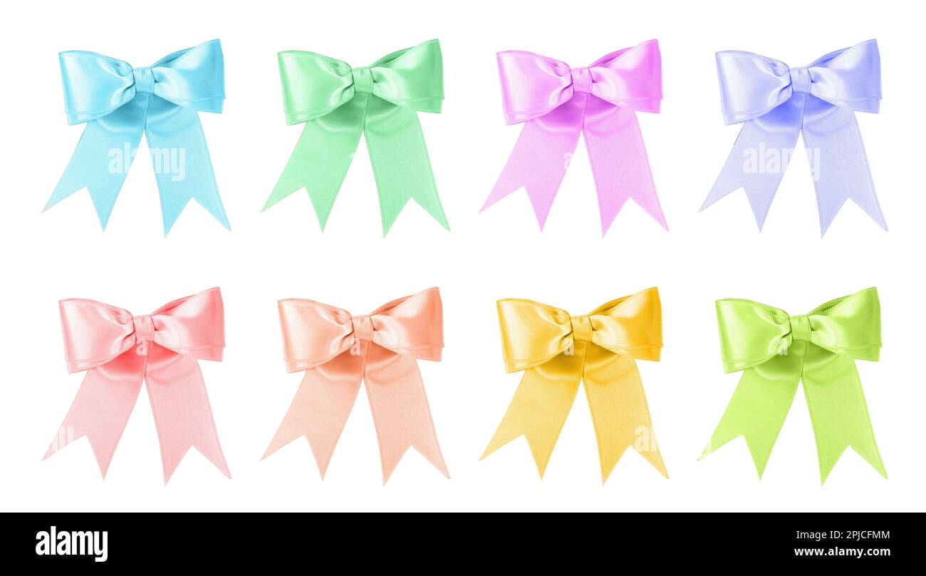 Set with different beautiful bows on white background Stock Photo - Alamy