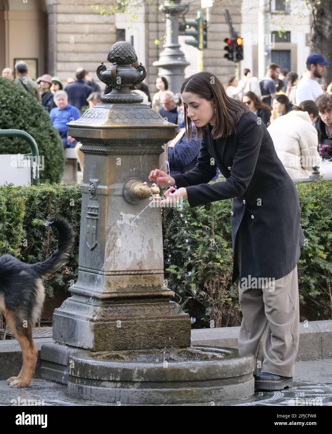 Milan, Italy. 02nd Apr, 2023. The widows are the typical fountains of Milan, so called because the incessant trickle of water that flows is compared to the tears of a widow. Credit: Independent Photo Agency/Alamy Live News Stock Photo