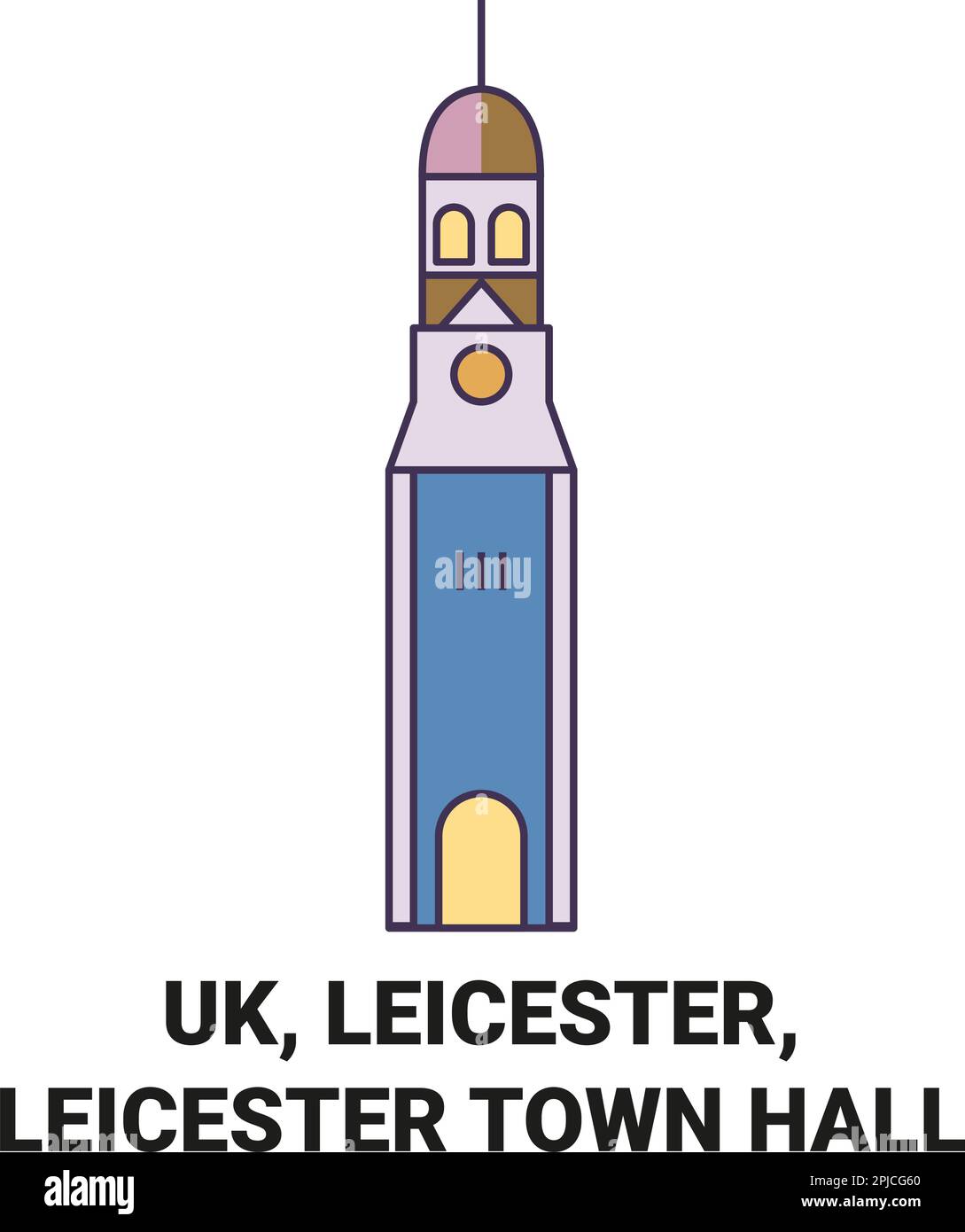 England, Leicester, Leicester Town Hall travel landmark vector illustration Stock Vector