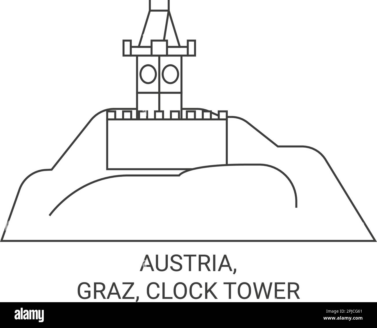 Austria Graz Clock Tower Travel Landmark Vector Illustration Stock austria-graz-clock-tower-travel-landmark-vector-illustration-stock